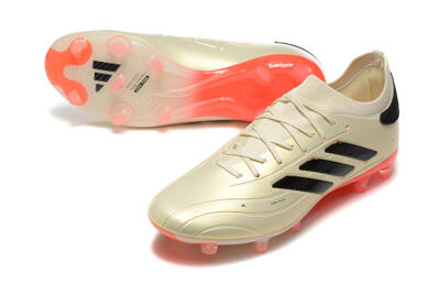 Men's Adidas Copa Pure 2+ FG Firm Ground Low-Tops Football Boots - Beige/Black/Red