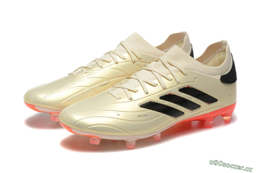 Men's Adidas Copa Pure 2+ FG Firm Ground Low-Tops Football Boots - Beige/Black/Red 5