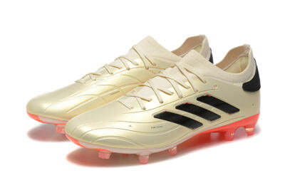 Men's Adidas Copa Pure 2+ FG Firm Ground Low-Tops Football Boots - Beige/Black/Red