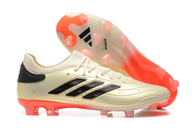 Men's Adidas Copa Pure 2+ FG Firm Ground Low-Tops Football Boots - Beige/Black/Red