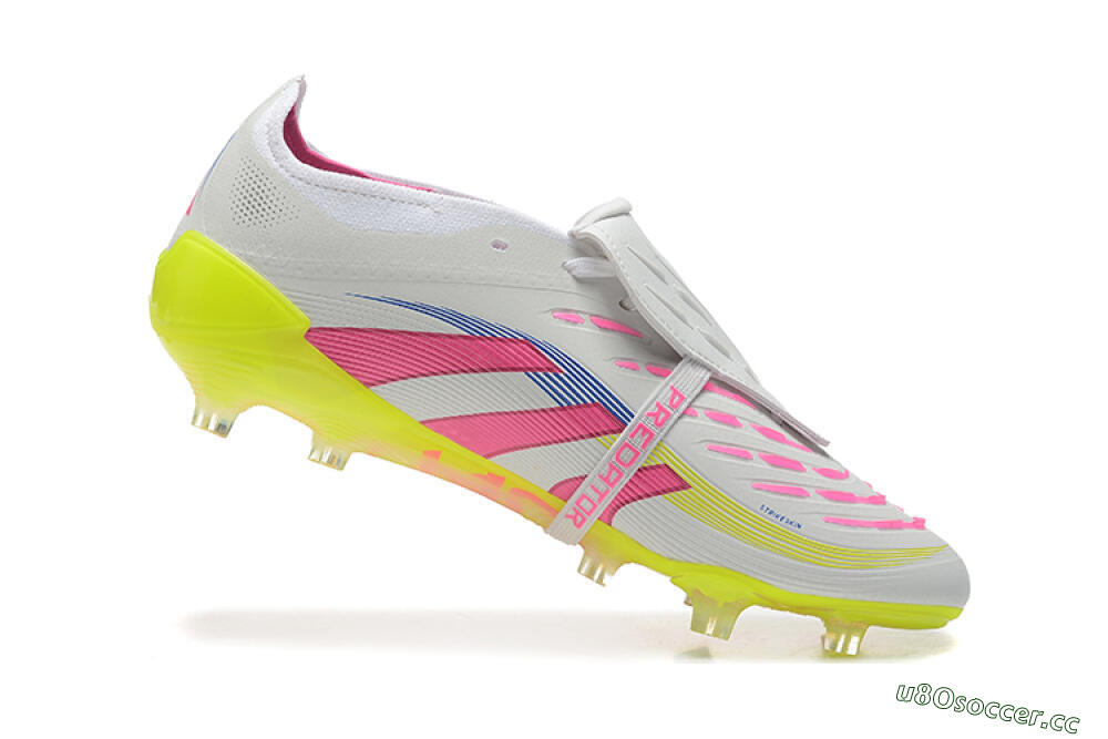 Men's Adidas Predator Elite 25 Foldover Tongue FG Firm Ground Low-Tops Football Boots - White/Pink/Blue/Yellow 7