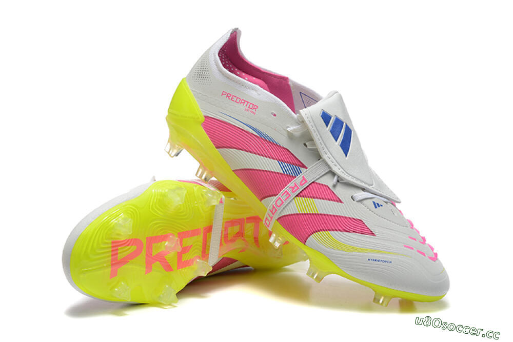 Men's Adidas Predator Elite 25 Foldover Tongue FG Firm Ground Low-Tops Football Boots - White/Pink/Blue/Yellow 4