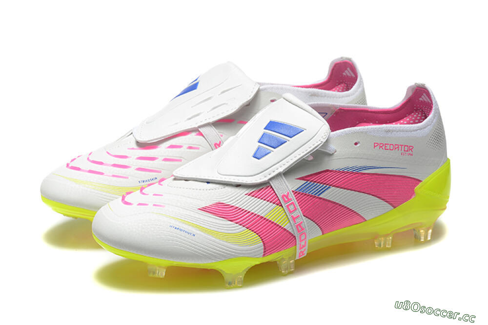 Men's Adidas Predator Elite 25 Foldover Tongue FG Firm Ground Low-Tops Football Boots - White/Pink/Blue/Yellow 5