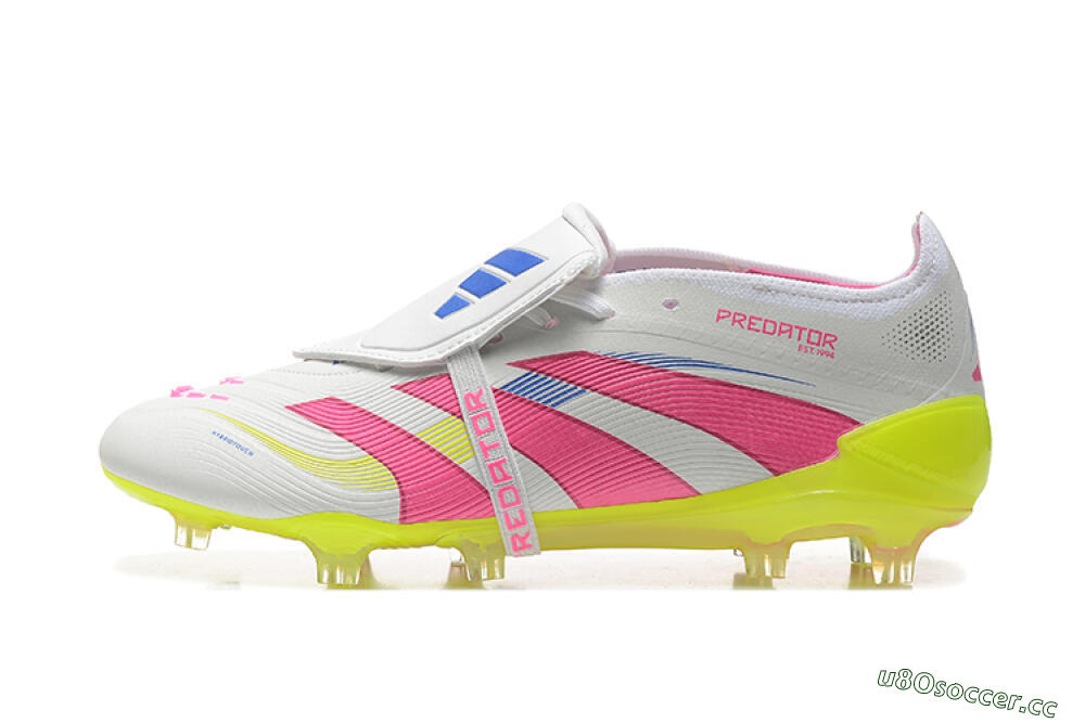 Men's Adidas Predator Elite 25 Foldover Tongue FG Firm Ground Low-Tops Football Boots - White/Pink/Blue/Yellow 0
