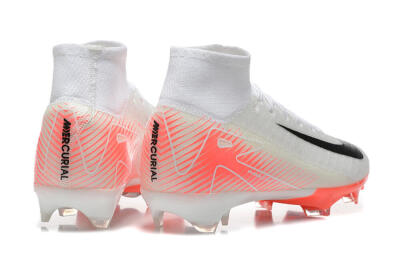 Men's Nike Air Zoom Mercurial Superfly 10 Elite FG Firm Ground High-Tops Football Boots - White/Black/Red