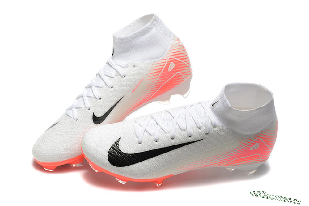 Men's Nike Air Zoom Mercurial Superfly 10 Elite FG Firm Ground High-Tops Football Boots - White/Black/Red 6