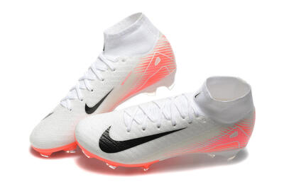 Men's Nike Air Zoom Mercurial Superfly 10 Elite FG Firm Ground High-Tops Football Boots - White/Black/Red