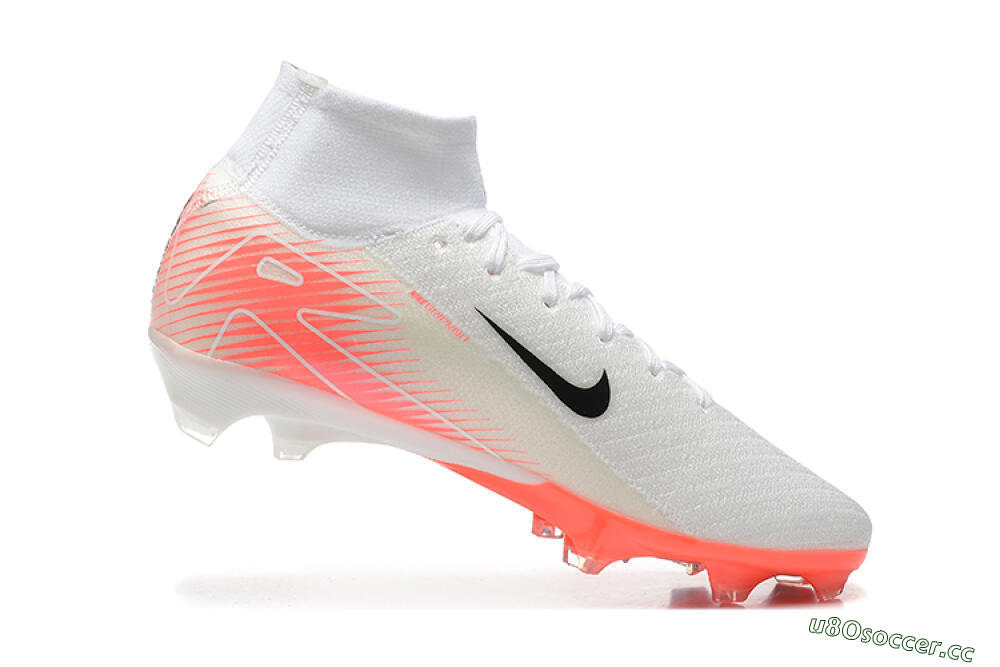 Men's Nike Air Zoom Mercurial Superfly 10 Elite FG Firm Ground High-Tops Football Boots - White/Black/Red 7