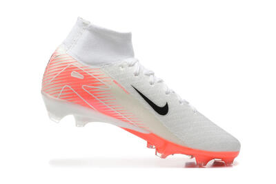 Men's Nike Air Zoom Mercurial Superfly 10 Elite FG Firm Ground High-Tops Football Boots - White/Black/Red