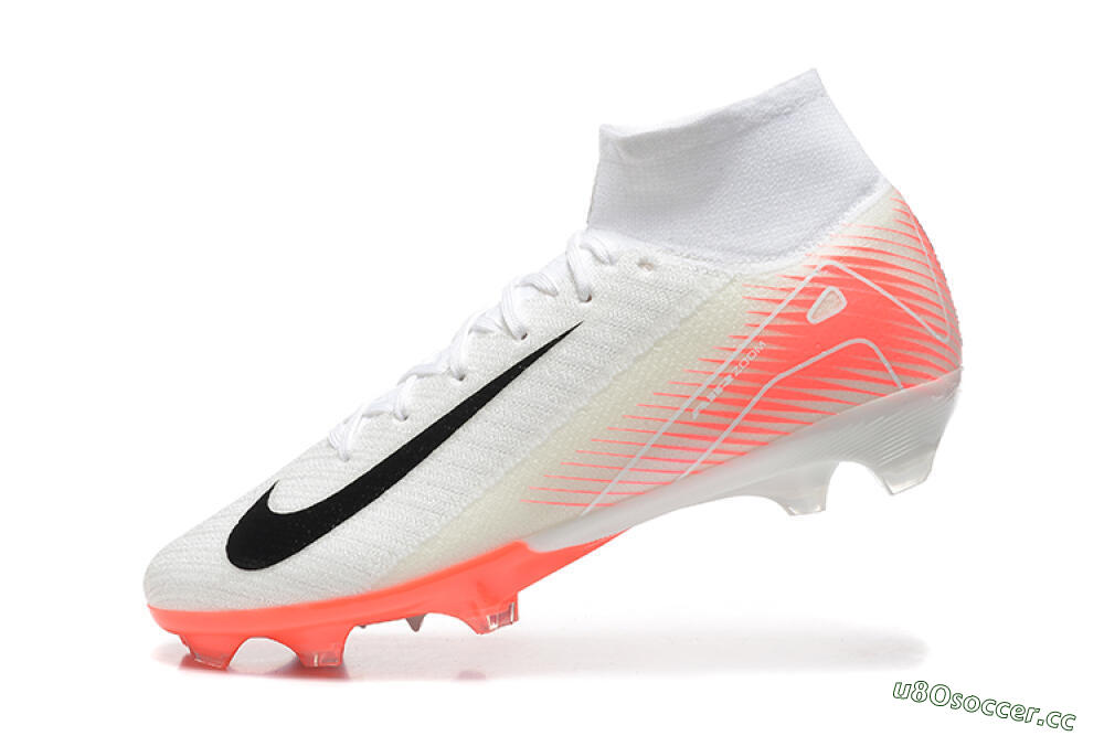 Men's Nike Air Zoom Mercurial Superfly 10 Elite FG Firm Ground High-Tops Football Boots - White/Black/Red 8