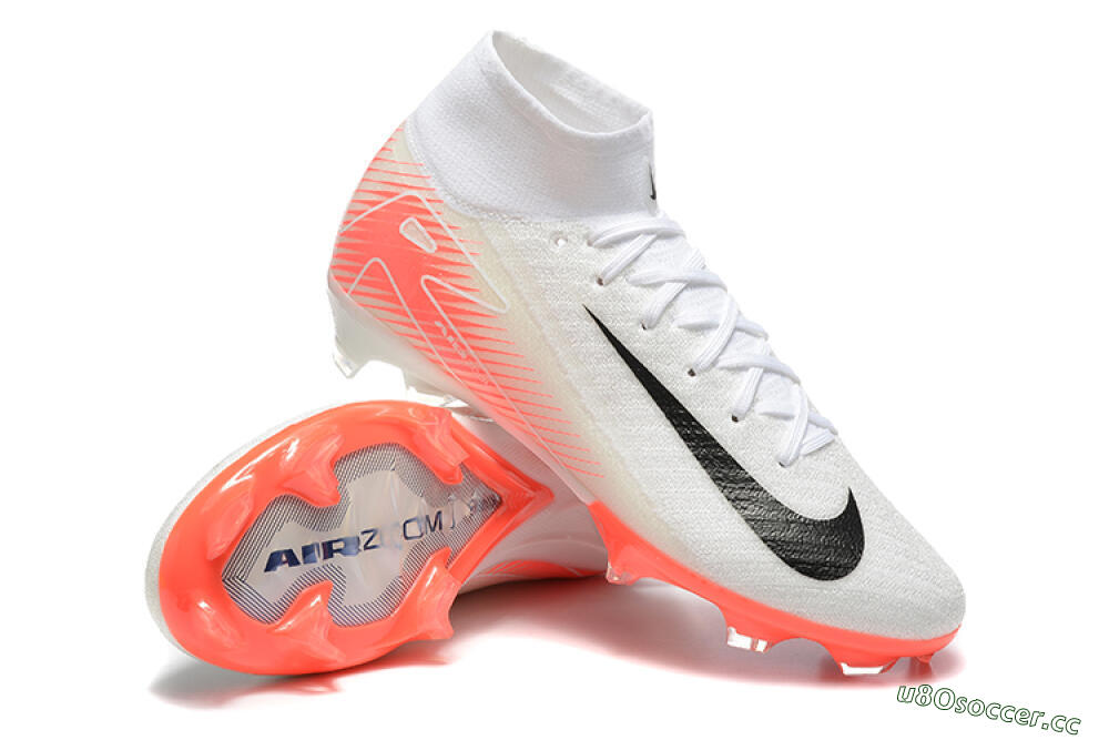 Men's Nike Air Zoom Mercurial Superfly 10 Elite FG Firm Ground High-Tops Football Boots - White/Black/Red 4