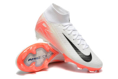 Men's Nike Air Zoom Mercurial Superfly 10 Elite FG Firm Ground High-Tops Football Boots - White/Black/Red