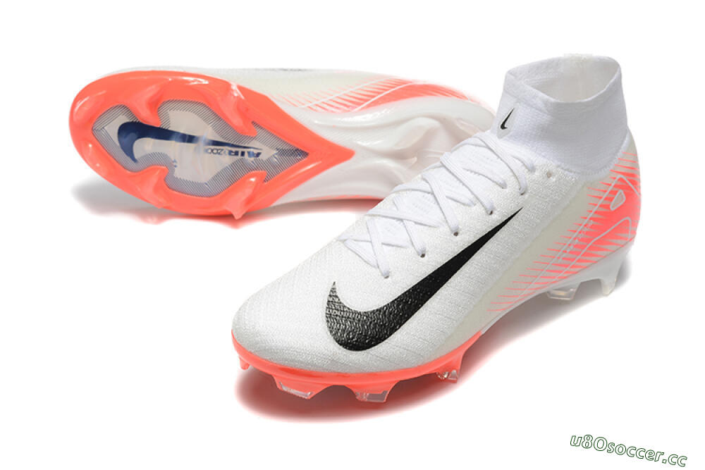Men's Nike Air Zoom Mercurial Superfly 10 Elite FG Firm Ground High-Tops Football Boots - White/Black/Red 3