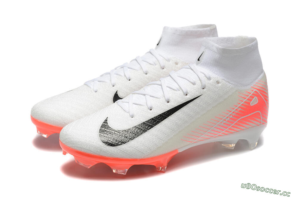 Men's Nike Air Zoom Mercurial Superfly 10 Elite FG Firm Ground High-Tops Football Boots - White/Black/Red 5