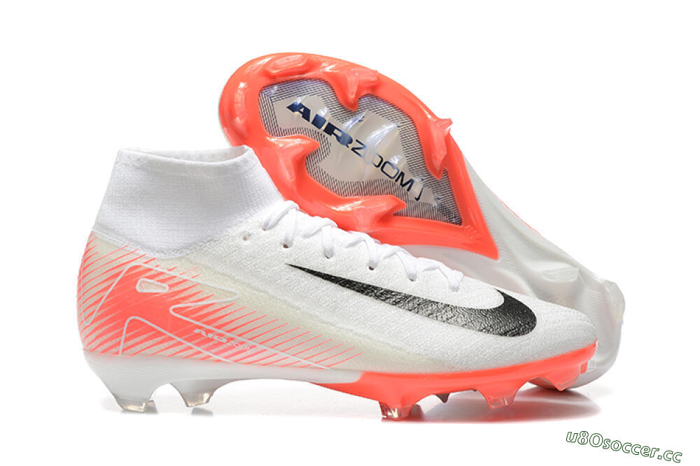 Men's Nike Air Zoom Mercurial Superfly 10 Elite FG Firm Ground High-Tops Football Boots - White/Black/Red 2