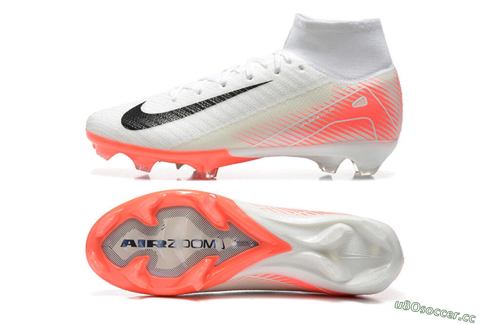 Men's Nike Air Zoom Mercurial Superfly 10 Elite FG Firm Ground High-Tops Football Boots - White/Black/Red 1