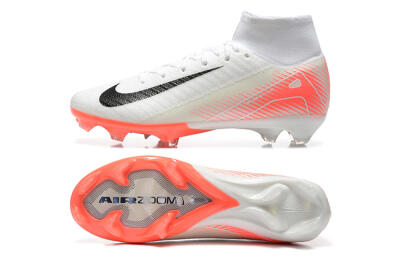 Men's Nike Air Zoom Mercurial Superfly 10 Elite FG Firm Ground High-Tops Football Boots - White/Black/Red
