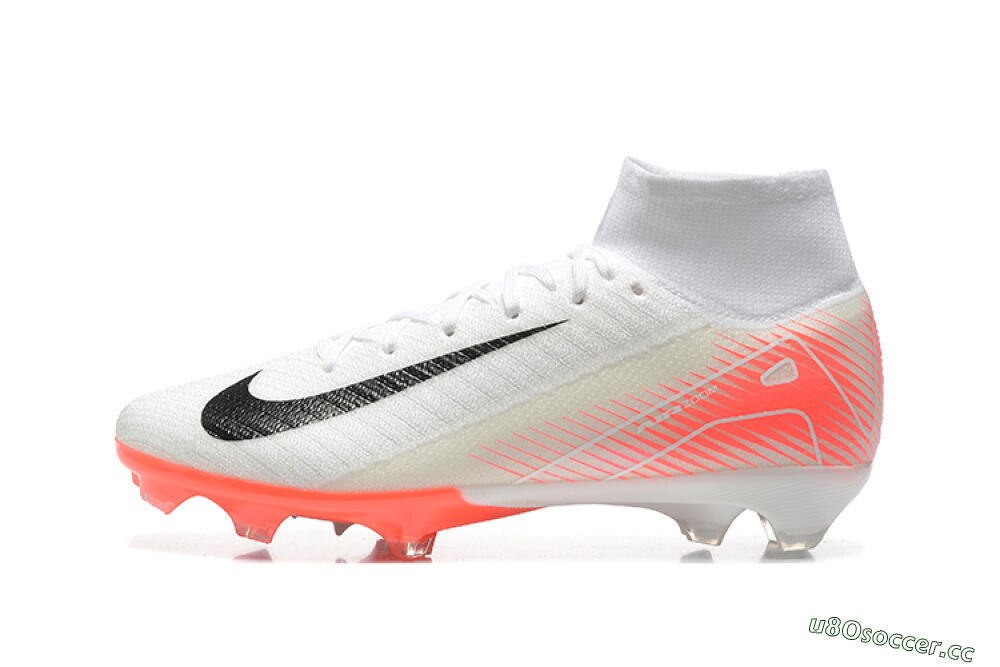 Men's Nike Air Zoom Mercurial Superfly 10 Elite FG Firm Ground High-Tops Football Boots - White/Black/Red 0