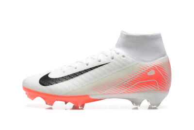 Men's Nike Air Zoom Mercurial Superfly 10 Elite FG Firm Ground High-Tops Football Boots - White/Black/Red