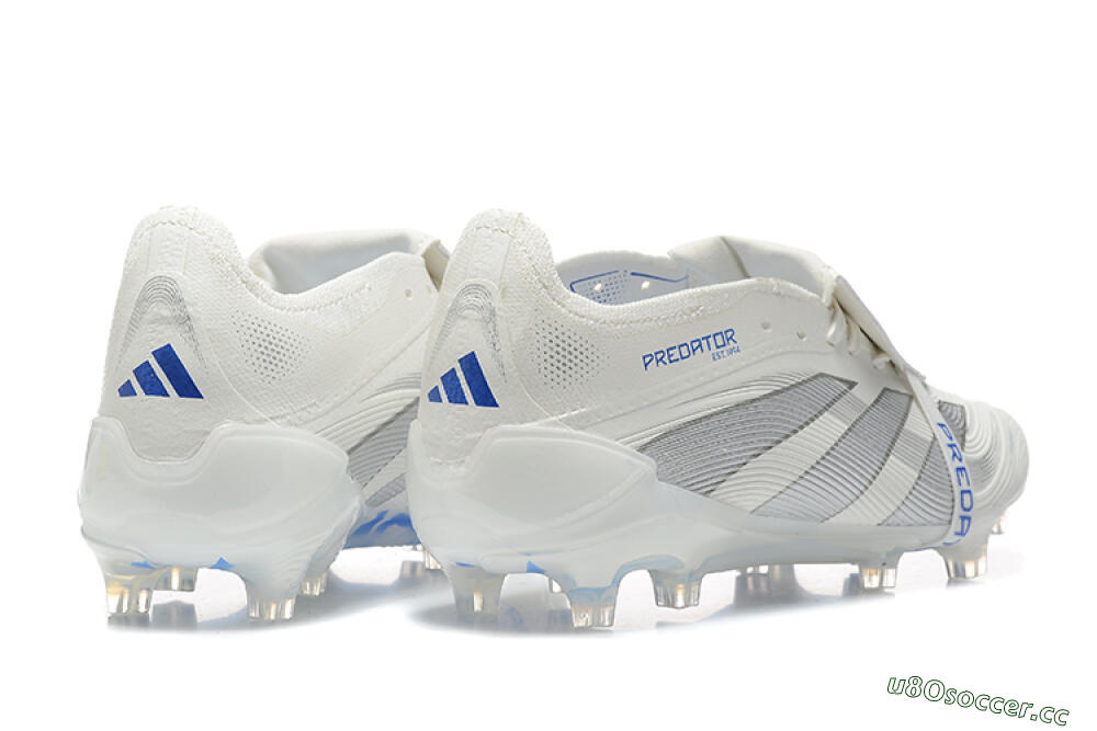 Men's Adidas Predator Elite 25 Foldover Tongue FG Firm Ground Low-Tops Football Boots - Beige/Blue/Silver 9