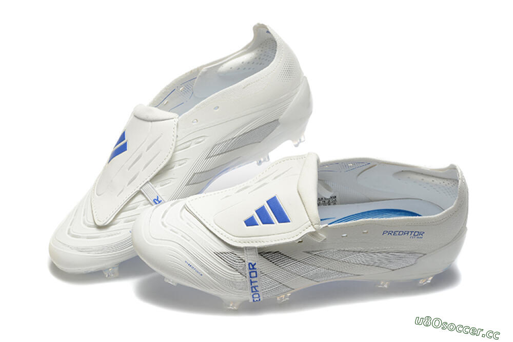 Men's Adidas Predator Elite 25 Foldover Tongue FG Firm Ground Low-Tops Football Boots - Beige/Blue/Silver 6