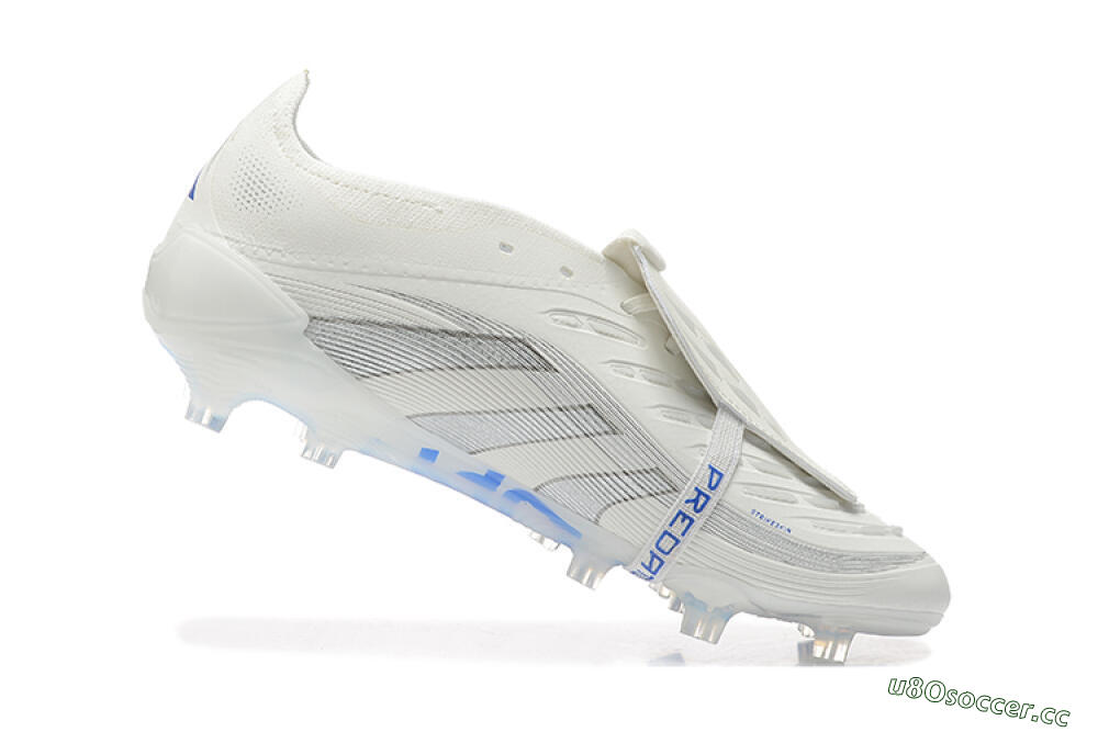 Men's Adidas Predator Elite 25 Foldover Tongue FG Firm Ground Low-Tops Football Boots - Beige/Blue/Silver 7