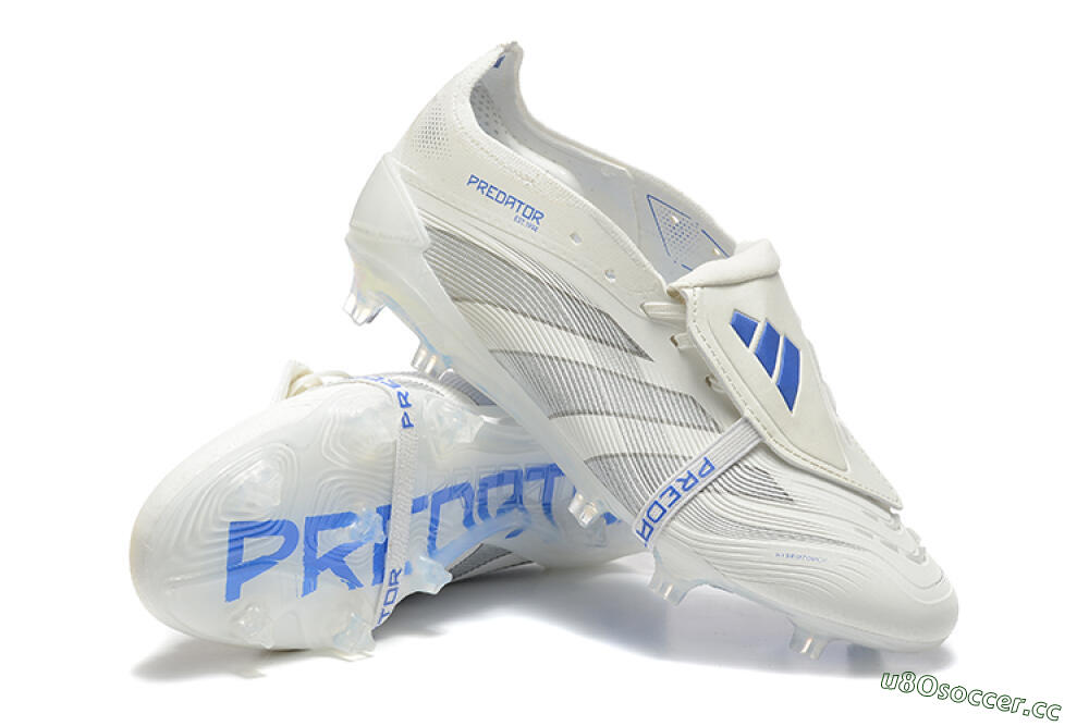 Men's Adidas Predator Elite 25 Foldover Tongue FG Firm Ground Low-Tops Football Boots - Beige/Blue/Silver 4