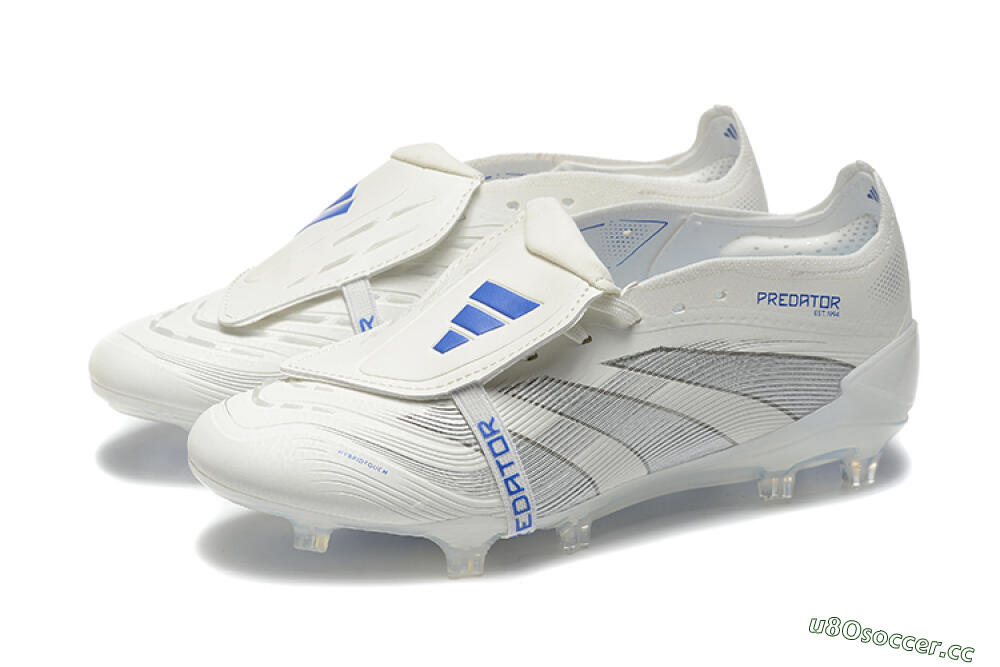 Men's Adidas Predator Elite 25 Foldover Tongue FG Firm Ground Low-Tops Football Boots - Beige/Blue/Silver 5