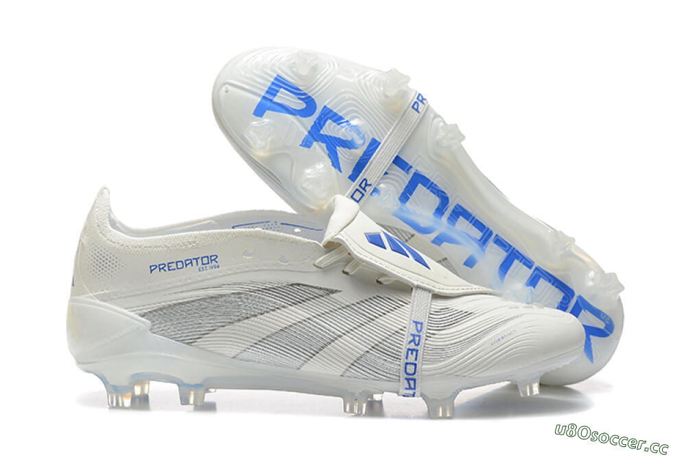 Men's Adidas Predator Elite 25 Foldover Tongue FG Firm Ground Low-Tops Football Boots - Beige/Blue/Silver 2