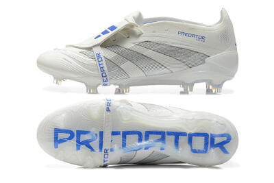 Men's Adidas Predator Elite 25 Foldover Tongue FG Firm Ground Low-Tops Football Boots - Beige/Blue/Silver