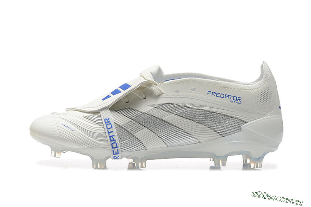 Men's Adidas Predator Elite 25 Foldover Tongue FG Firm Ground Low-Tops Football Boots - Beige/Blue/Silver 0