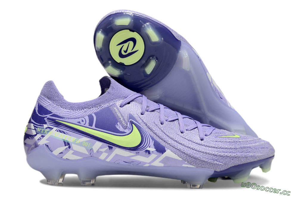 Unisex Nike Phantom Luna Elite FG Firm Ground Low-Tops Football Boots - Purple/Yellow/White 2