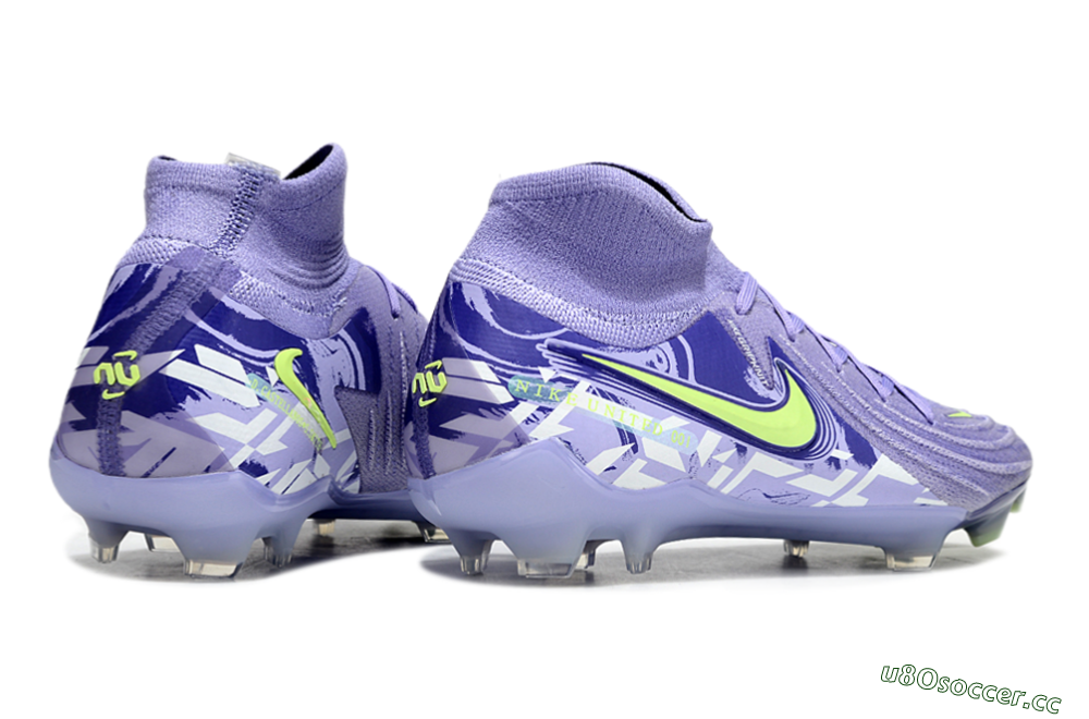 Unisex Nike Phantom Luna Elite FG Firm Ground High-Tops Football Boots - Purple/Yellow/White 7