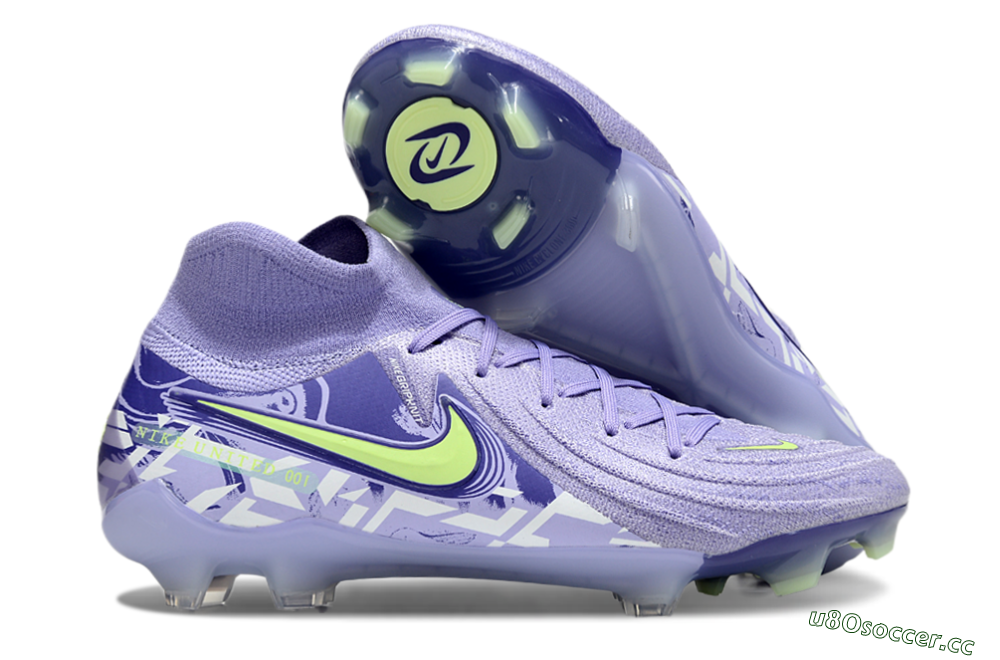 Unisex Nike Phantom Luna Elite FG Firm Ground High-Tops Football Boots - Purple/Yellow/White 2