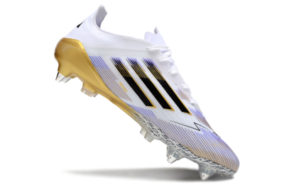 Men's Adidas F50 Elite SG Soft Ground Low-Tops Football Boots - White/Blue/Black/Gold