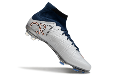 Men's Nike Air Zoom Mercurial Superfly 4 CR7 FG Firm Ground High-Tops Football Boots - White/Blue/Yellow