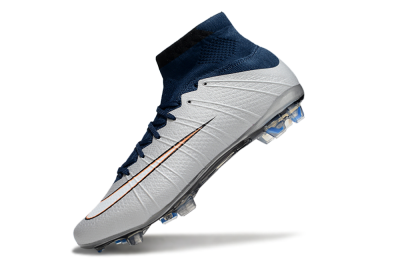 Men's Nike Air Zoom Mercurial Superfly 4 CR7 FG Firm Ground High-Tops Football Boots - White/Blue/Yellow