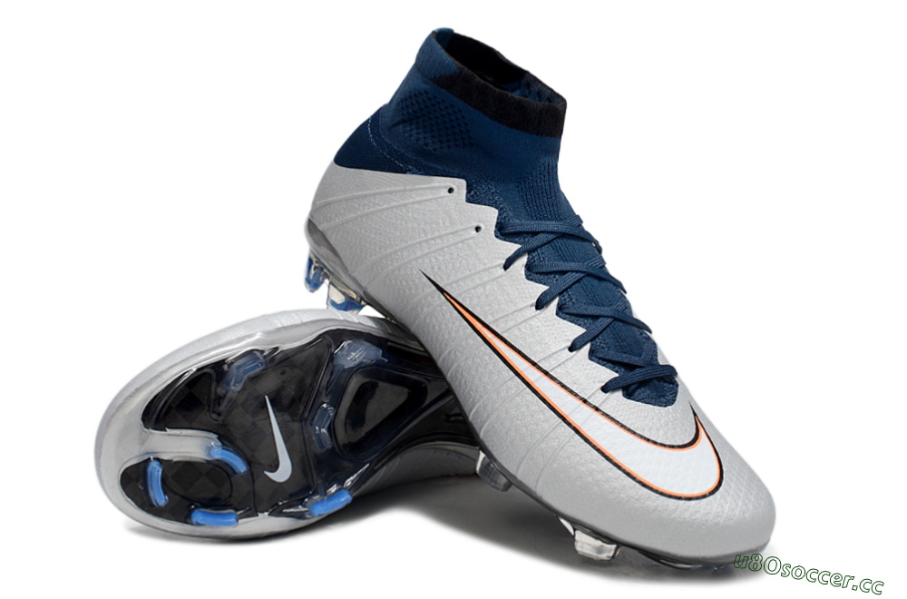 Men's Nike Air Zoom Mercurial Superfly 4 CR7 FG Firm Ground High-Tops Football Boots - White/Blue/Yellow 3
