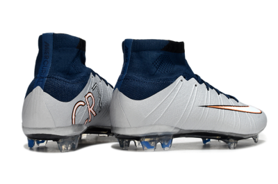 Men's Nike Air Zoom Mercurial Superfly 4 CR7 FG Firm Ground High-Tops Football Boots - White/Blue/Yellow