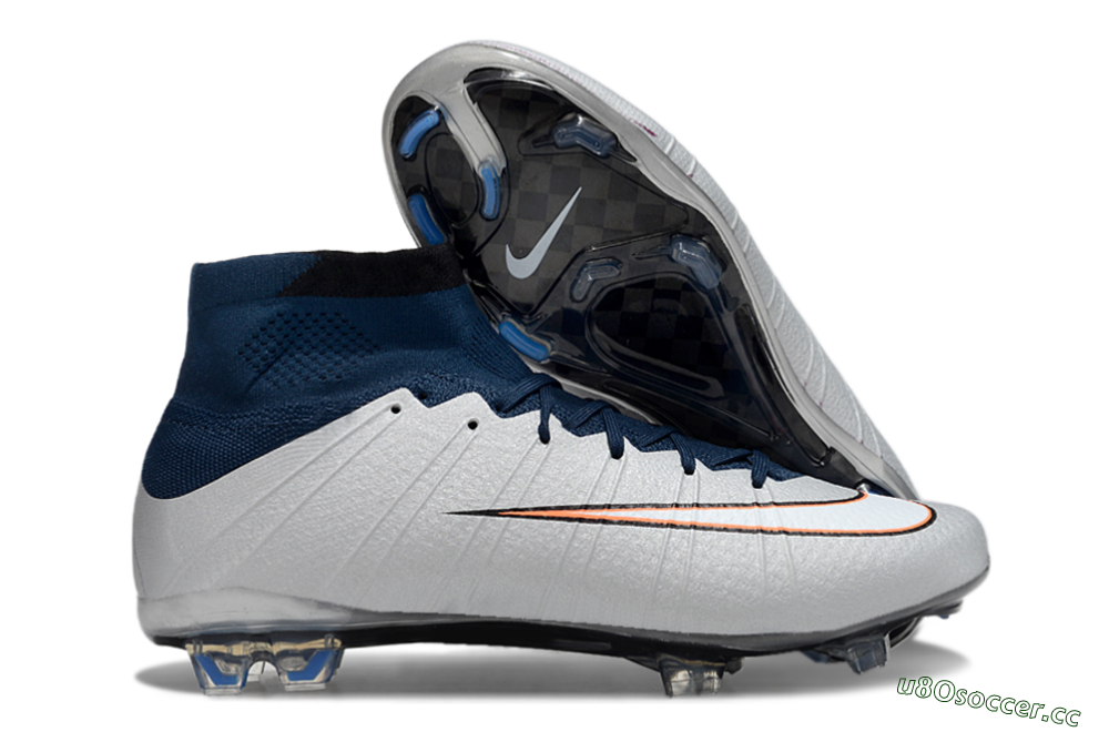 Men's Nike Air Zoom Mercurial Superfly 4 CR7 FG Firm Ground High-Tops Football Boots - White/Blue/Yellow 2