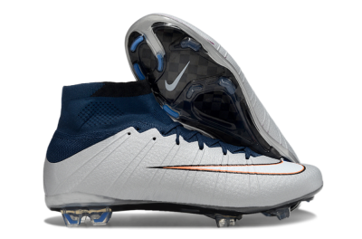 Men's Nike Air Zoom Mercurial Superfly 4 CR7 FG Firm Ground High-Tops Football Boots - White/Blue/Yellow