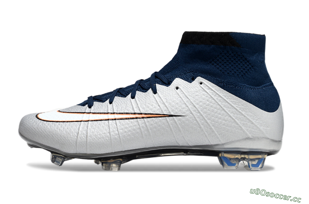 Men's Nike Air Zoom Mercurial Superfly 4 CR7 FG Firm Ground High-Tops Football Boots - White/Blue/Yellow 0