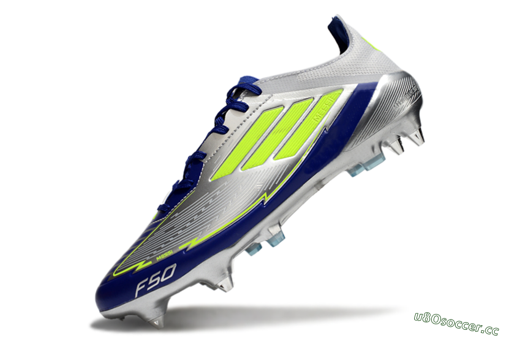 Men's Adidas F50 Elite SG Soft Ground Low-Tops Football Boots - Silver/Yellow/Blue 5
