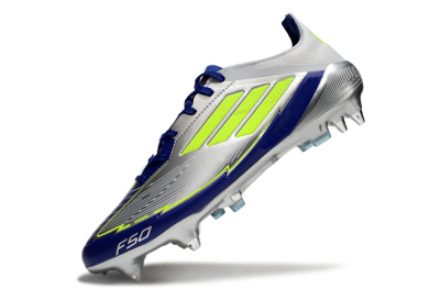 Men's Adidas F50 Elite SG Soft Ground Low-Tops Football Boots - Silver/Yellow/Blue