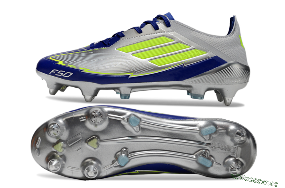 Men's Adidas F50 Elite SG Soft Ground Low-Tops Football Boots - Silver/Yellow/Blue 1
