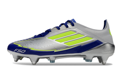 Men's Adidas F50 Elite SG Soft Ground Low-Tops Football Boots - Silver/Yellow/Blue