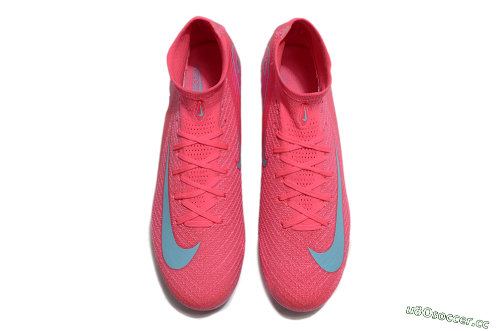 Unisex Nike Air Zoom Mercurial Superfly 10 Elite AG Artificial Grass High-Tops Football Boots - Pink/Jade 4