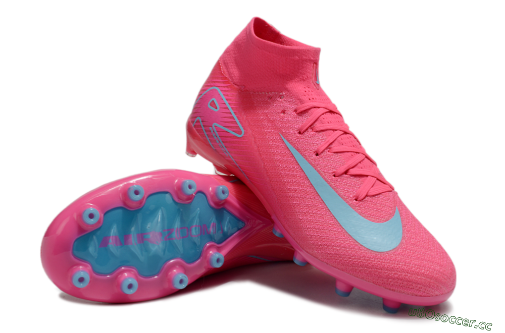 Unisex Nike Air Zoom Mercurial Superfly 10 Elite AG Artificial Grass High-Tops Football Boots - Pink/Jade 3