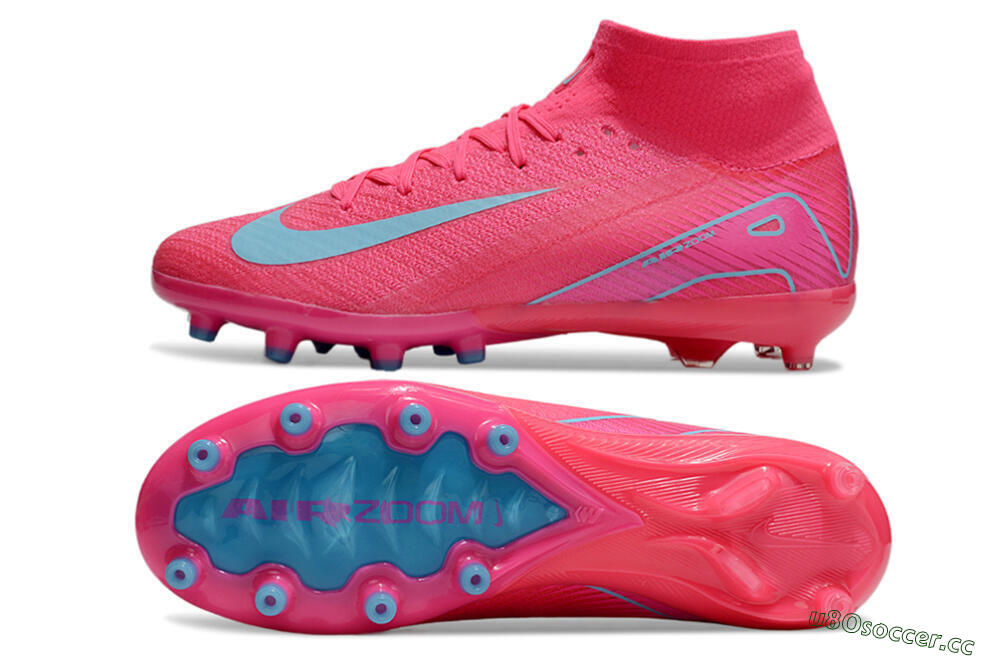 Unisex Nike Air Zoom Mercurial Superfly 10 Elite AG Artificial Grass High-Tops Football Boots - Pink/Jade 1