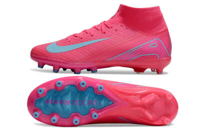 Unisex Nike Air Zoom Mercurial Superfly 10 Elite AG Artificial Grass High-Tops Football Boots - Pink/Jade